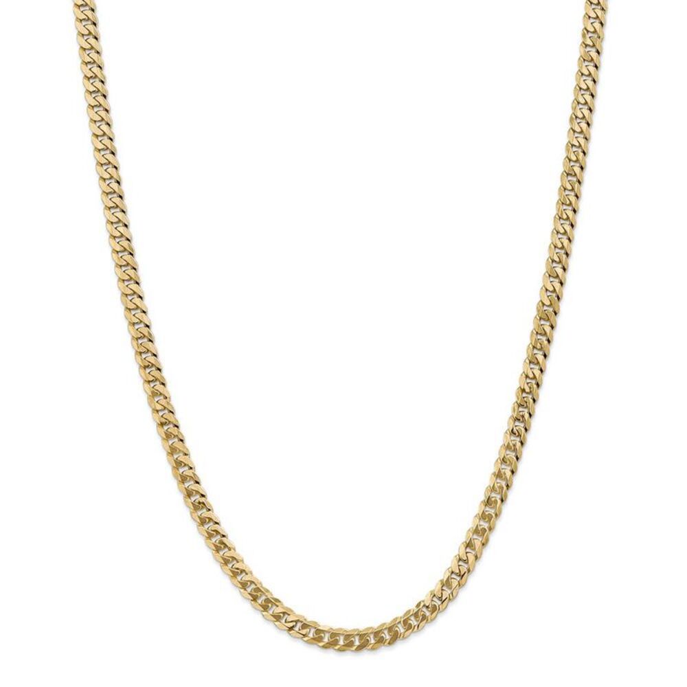 Mens 5.75mm 14k Yellow Gold Solid Beveled Curb Chain Necklace, 28 Inch - Picture 2 of 7